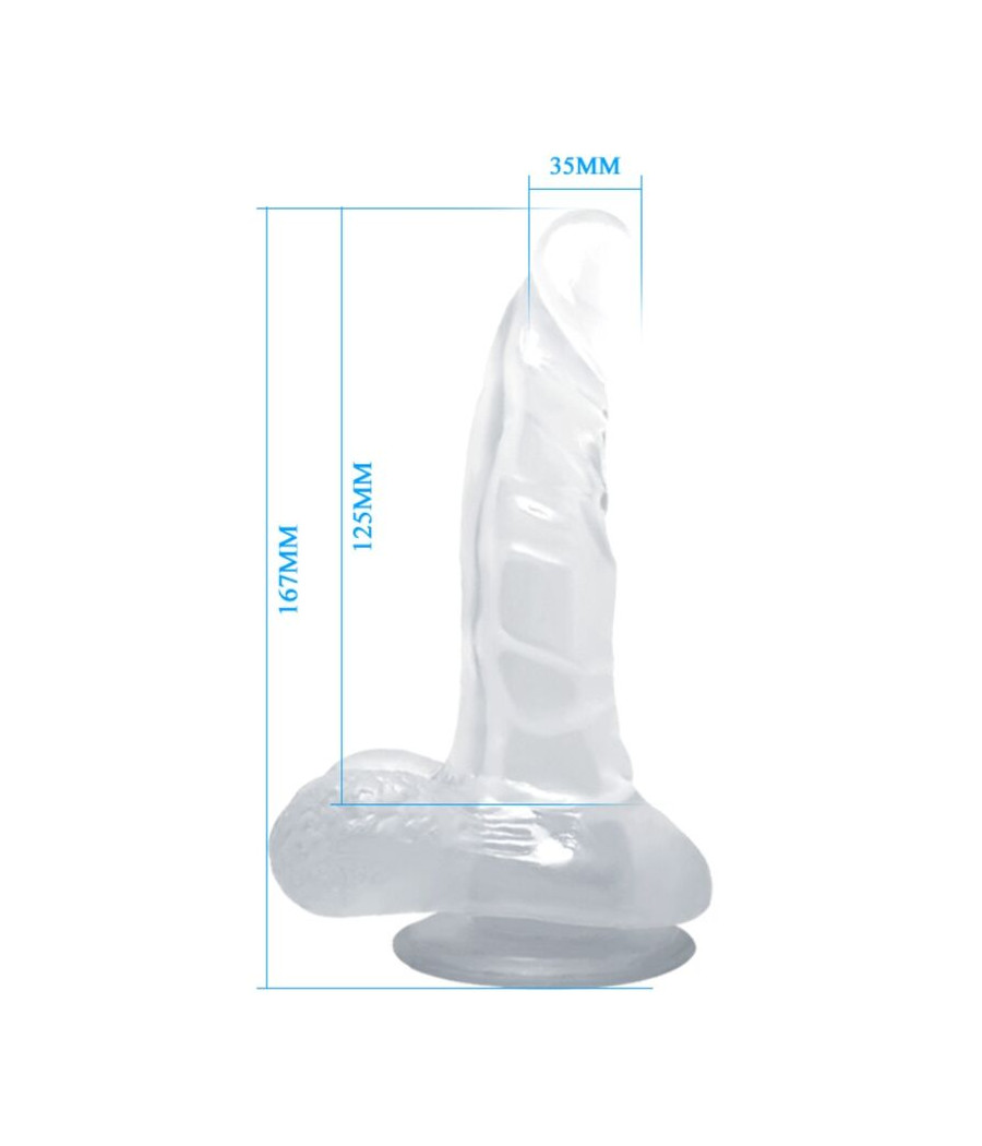 BAILE - REALISTIC DILDO WITH SUCTION CUP AND TESTICLES 16.7 CM TRANSPARENT