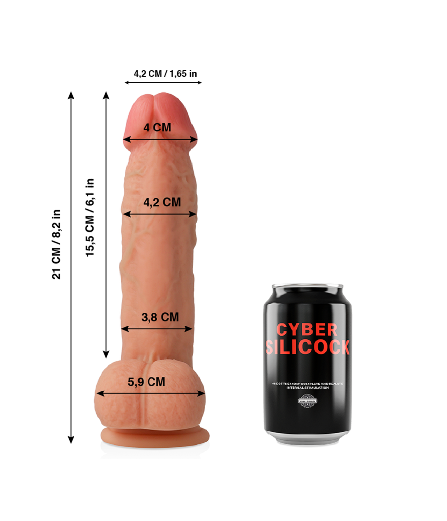 CYBER SILICOCK - SAUL REALÍSTICO SILICONA LÍQUIDA 21 CM -O- 4.2 CM