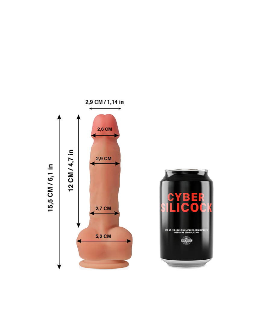 CYBER SILICOCK - ANSEL REALÍSTICO SILICONA LÍQUIDA 15.5 CM -O- 2.9 CM