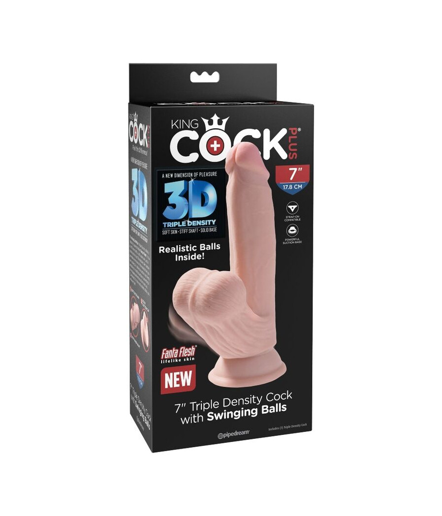 KING COCK - PLUS 3D DILDO SWINGING BALLS 15.2 CM NATURAL