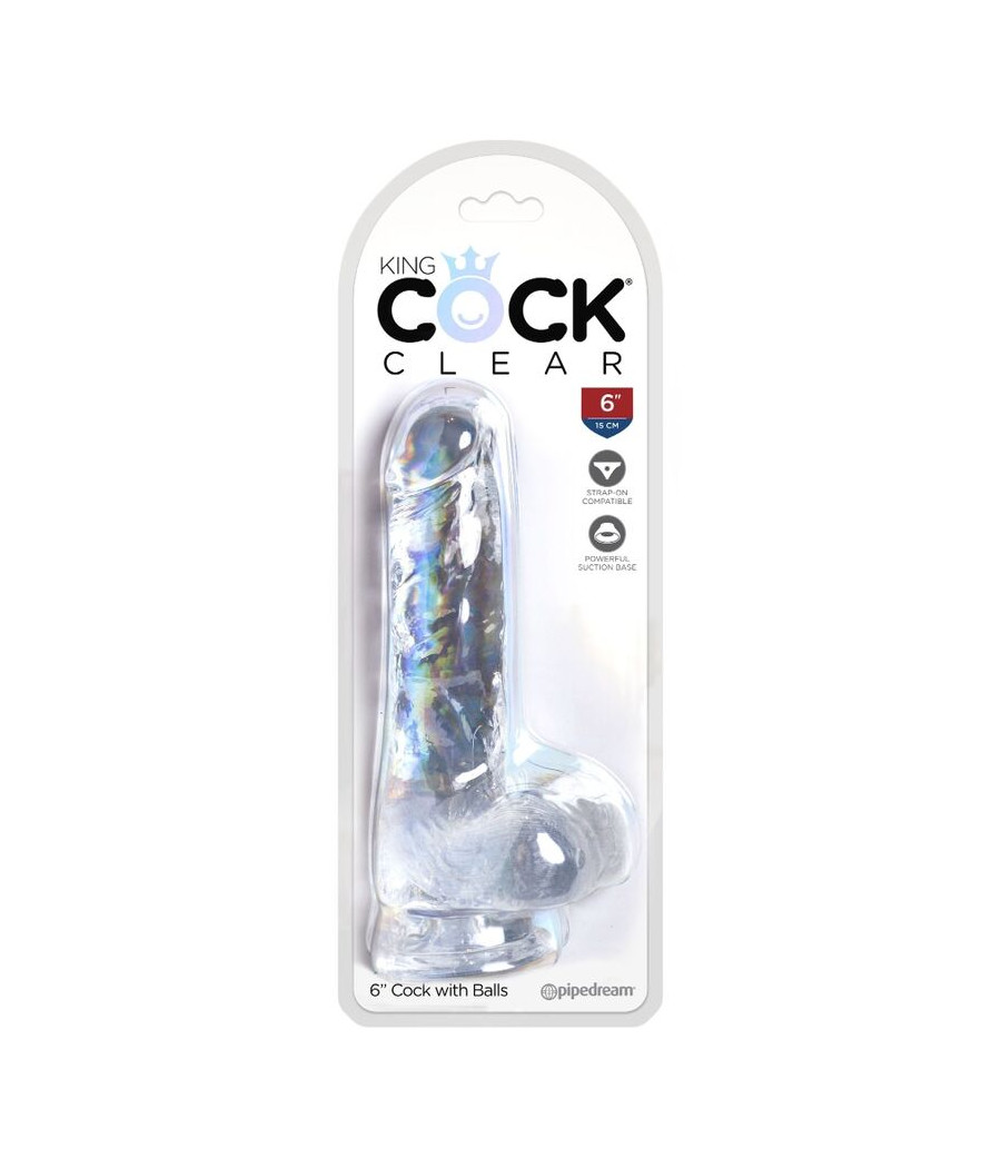 KING COCK - CLEAR PÊNIS REALÍSTICO COM BOLAS 13.5 CM TRANSPARENTE