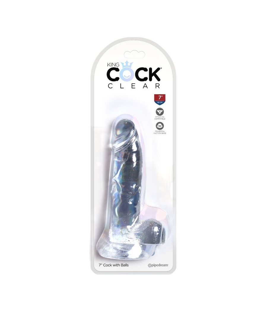 KING COCK - CLEAR REALISTISCHER PENIS MIT EIEREN 15.2 CM TRANSPARENT