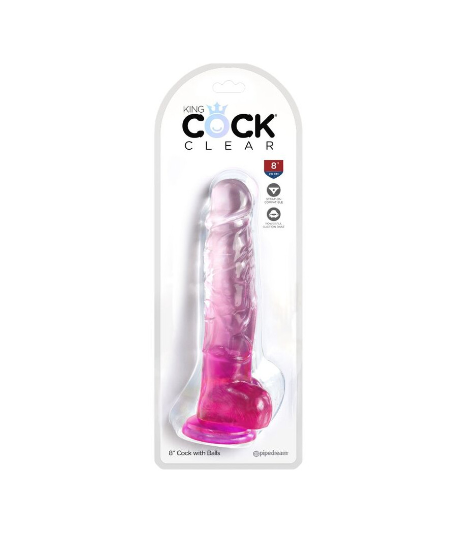 KING COCK - CLEAR PENE REALÍSTICO CON TESTÍCULOS 16.5 CM ROSA