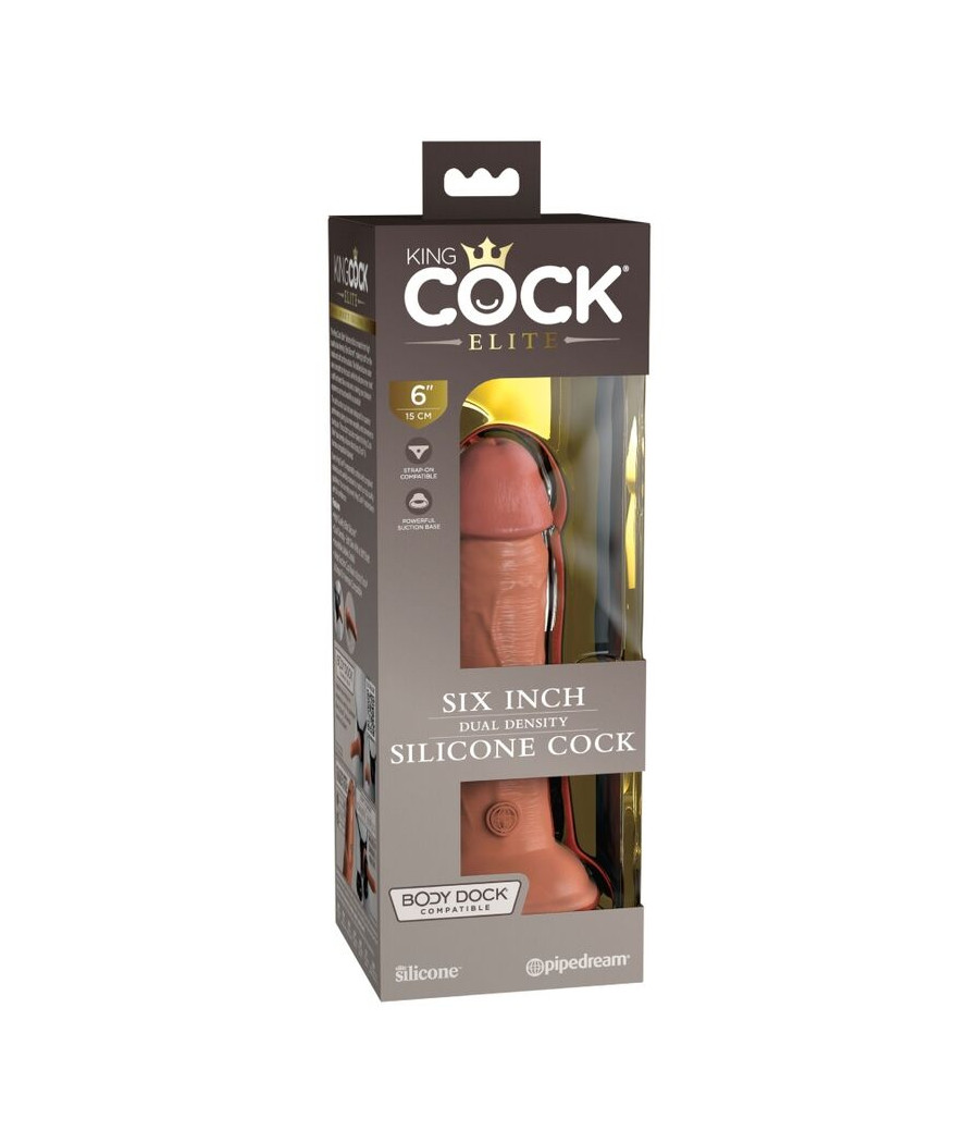 KING COCK - ÉLITE DILDO REALÍSTICO SILICONA 15.2 CM CARAMELO