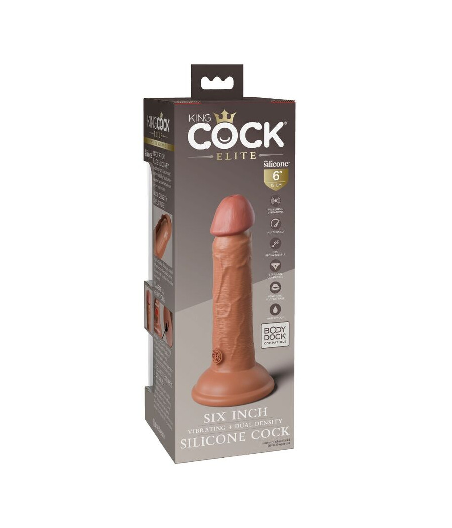 KING COCK - ELITE REALISTISCHER DILDO MIT VIBRATION UND SILIKON 15.2 CM KARAMELL