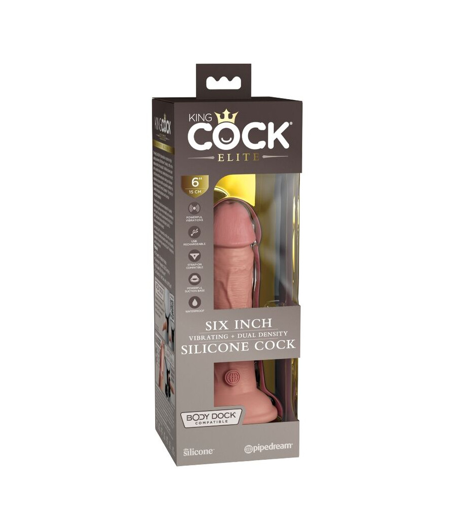 KING COCK - ÉLITE DILDO REALÍSTICO VIBRADOR & SILICONA 15.2 CM