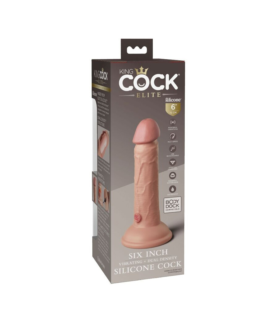 KING COCK - ELITE REALISTIC DILDO VIBRATING & SILICONE 15.2 CM