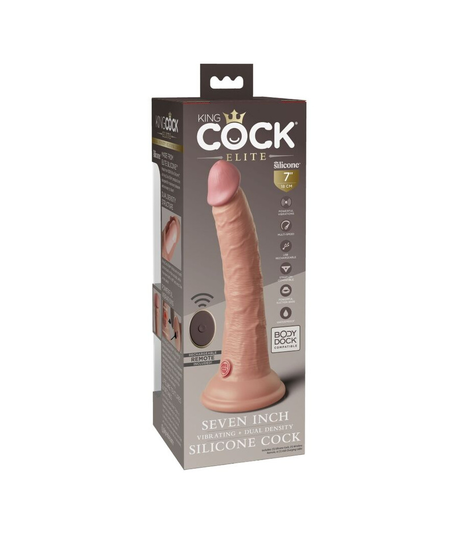 KING COCK - ELITE VIBRATORE DILDO REALISTICO E TELECOMANDO IN SILICONE 17.8 CM