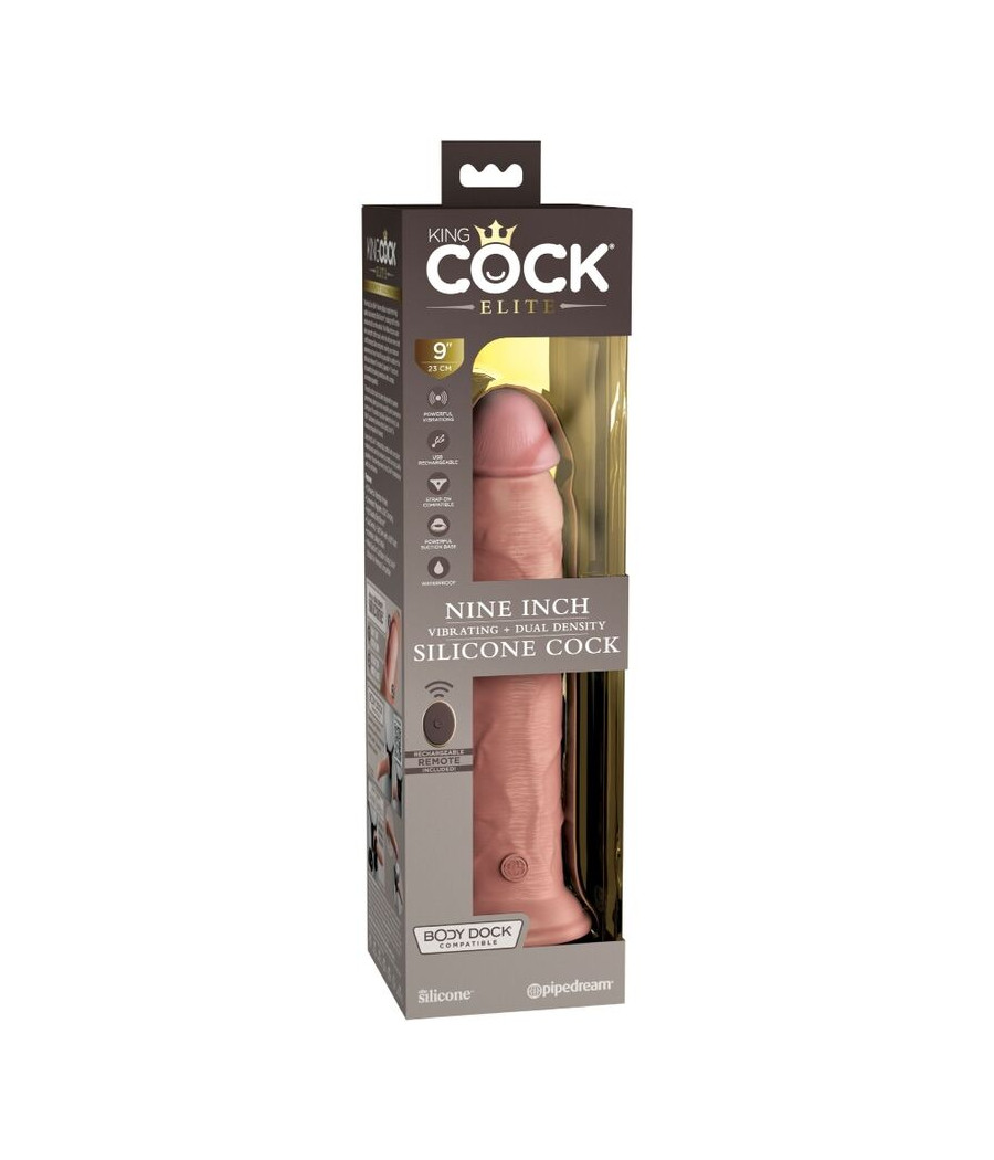 KING COCK - ELITE VIBRATEUR GODE RÉALISTE & TÉLÉCOMMANDE EN SILICONE 23 CM