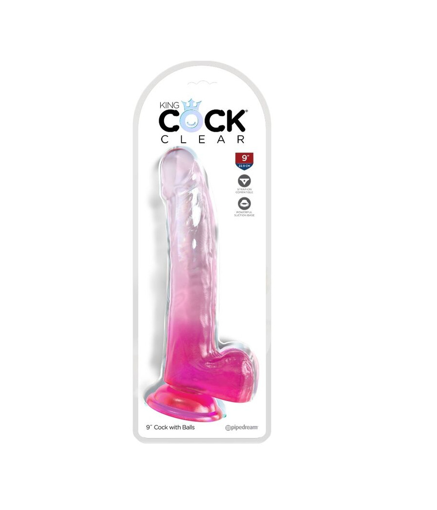 KING COCK - CLEAR DILDO MIT HODEN 20.3 CM ROSA