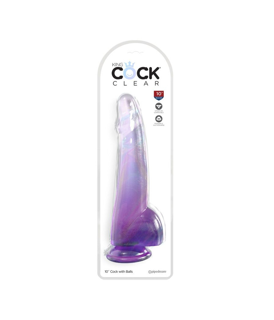 KING COCK - CLEAR GODE  TESTICULES 19 CM VIOLET