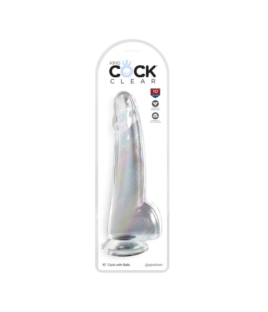 KING COCK - CLEAR GODE  TESTICULES 19 CM TRANSPARENT