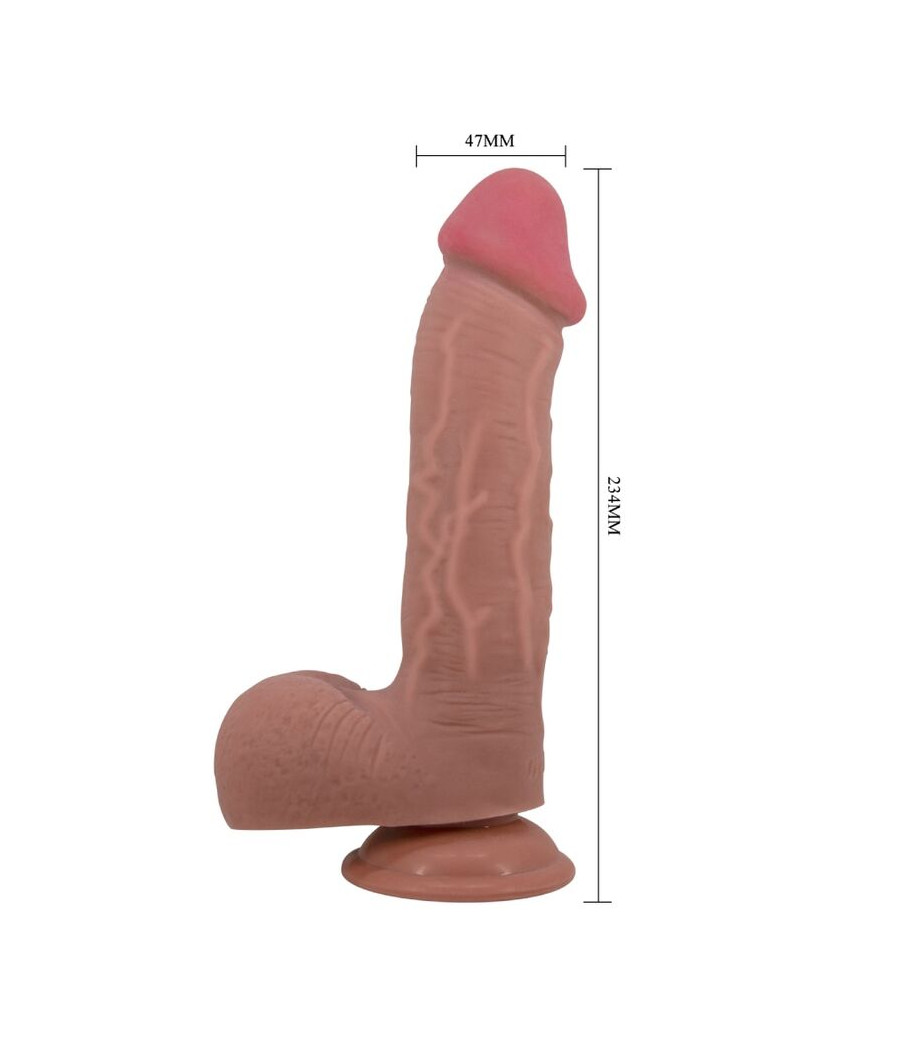 PRETTY LOVE - SLIDING SKIN SERIES REALISTIC DILDO WITH SLIDING SKIN SUCTION CUP BROWN 23.4 CM