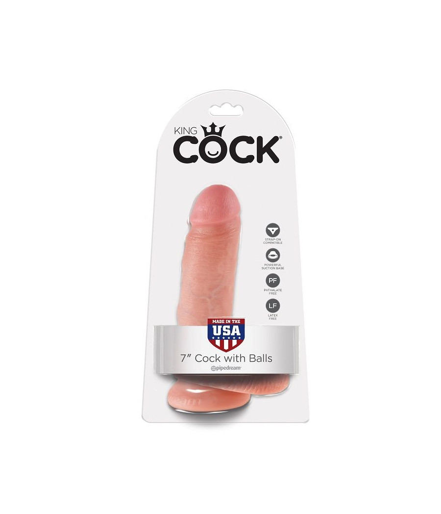 KING COCK - 7 CARNE DE DILDO COM BOLAS 17.8 CM