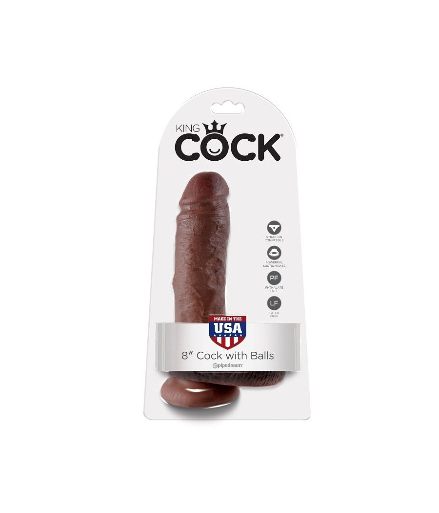 KING COCK 8" COCK BROWN WITH BALLS 20.3 CM