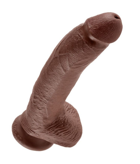 KING COCK - 9 GODE MARRON AVEC BOULES 22.9 CM