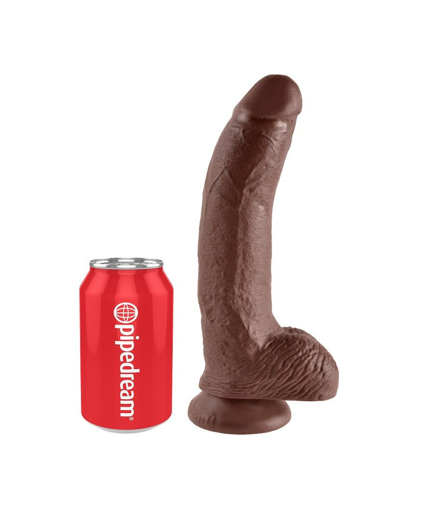 KING COCK - 9 DILDO BROWN WITH BALLS 22.9 CM