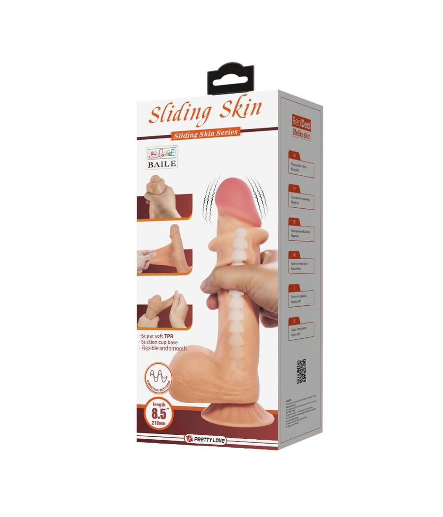 PRETTY LOVE - SÉRIE SLIDING SKIN DILDO REALÍSTICO COM VENTOSA DESLIZANTE PELE CONTROLO REMOTO CARNE 21,8 CM