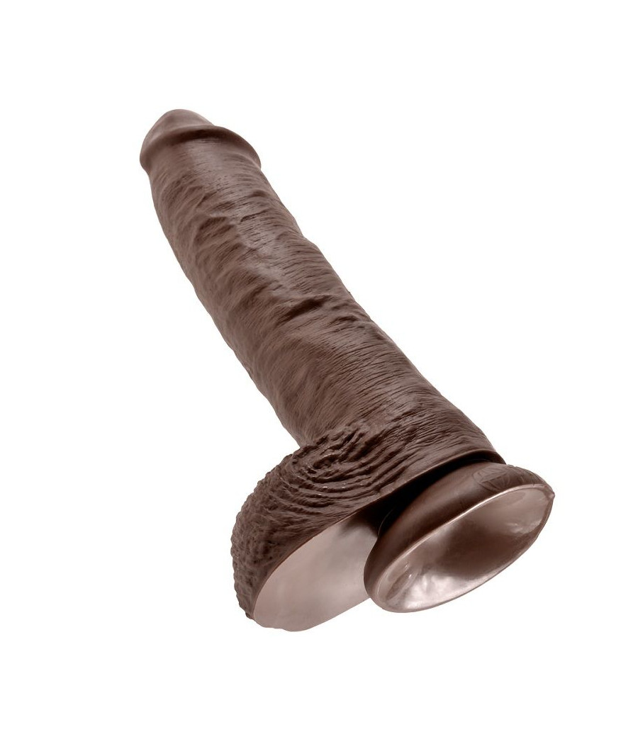 KING COCK - 10 DILDO BROWN WITH BALLS 25.4 CM