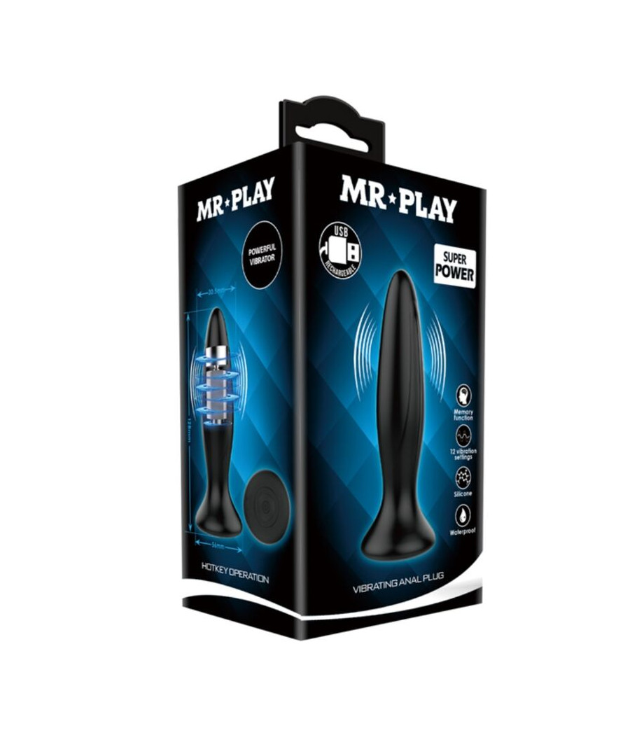 MR PLAY - PLUG ANAL VIBRADOR NEGRO RECARGABLE