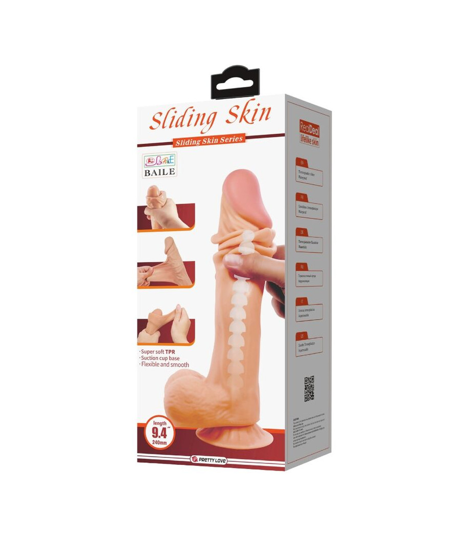 PRETTY LOVE - SLIDING SKIN SERIES DILDO REALÍSTICO CON VENTOSA PIEL DESLIZANTE 24 CM