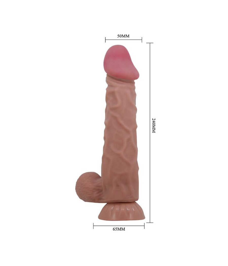PRETTY LOVE - DILDO REALISTICO SLIDING SKIN SERIES CON VENTOSA SCORREVOLE DELLA PELLE MARRONE 24 CM