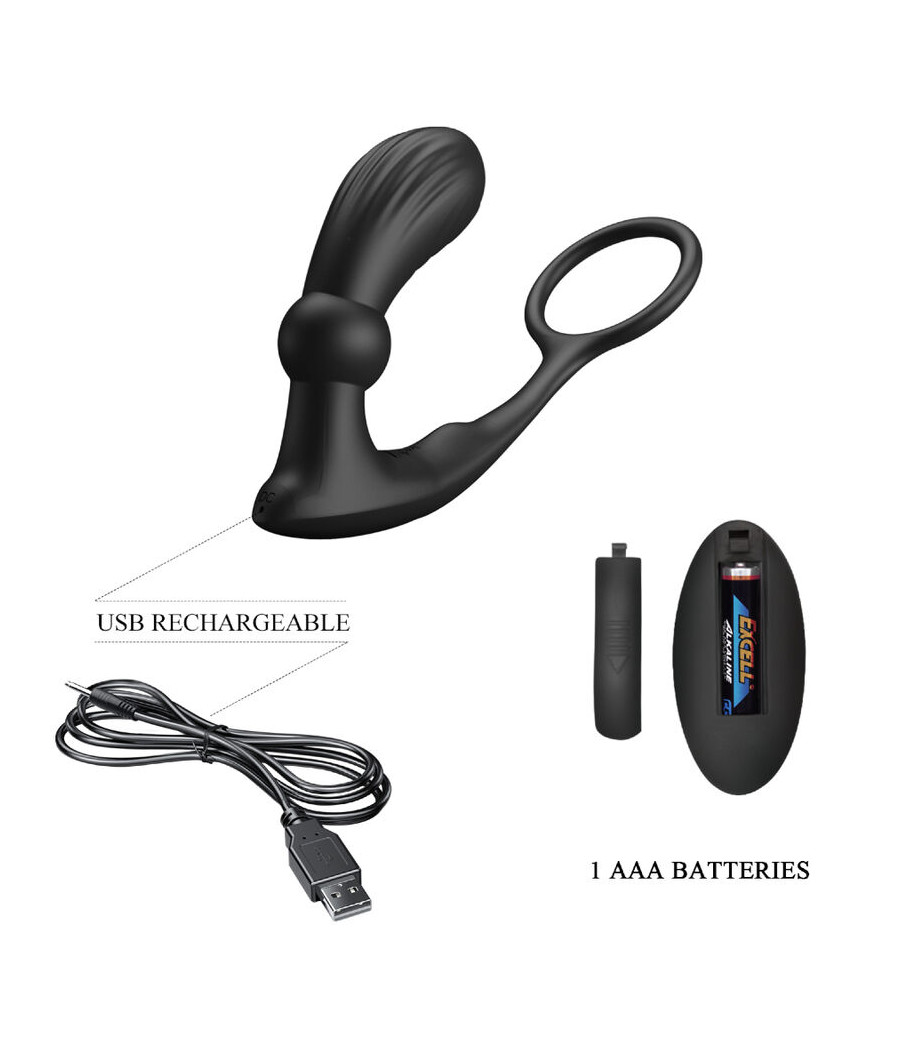 PRETTY LOVE - ANELLO ANALE E VIBRATORE WARREN BLACK