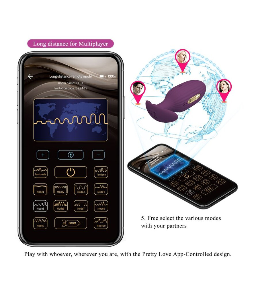 PRETTY LOVE - JEFFERSON APP CONTROLLED ANAL PLUG PURPLE