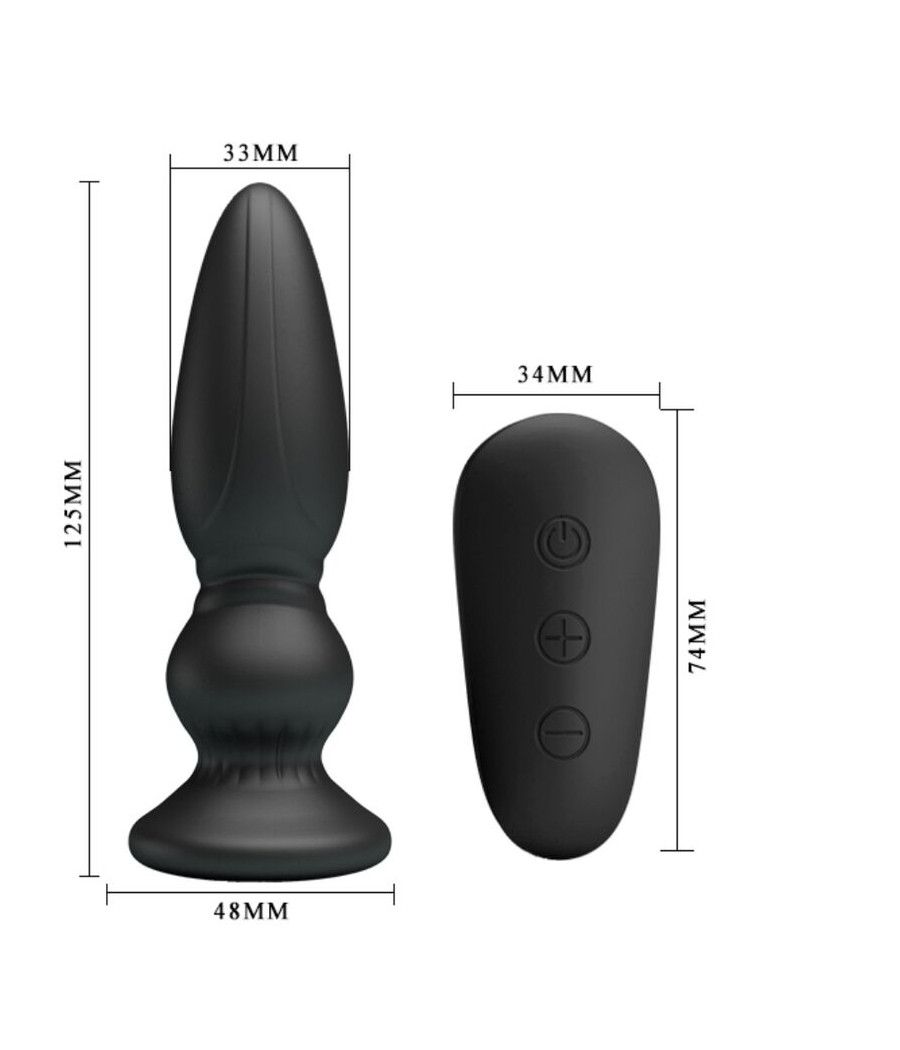 MR PLAY - LEISTUNGSSTARKER VIBRATOR MIT FERNBEDIENUNG, ANALSTECKER, SCHWARZ