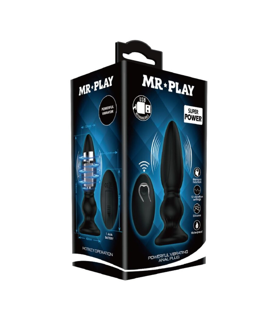 MR PLAY - PUISSANT VIBRATEUR TÉLÉCOMMANDE PLUG ANAL NOIR