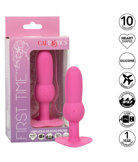 CALEXOTICS - FIRST TIME PLUG ANALE SONDA PERLINE 10 VIBRAZIONI ROSA