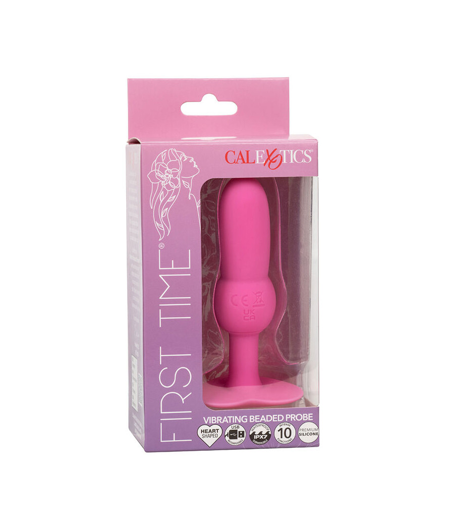 CALEXOTICS - FIRST TIME PLUG ANAL SONDA DE CONTAS 10 VIBRAÇÕES ROSA