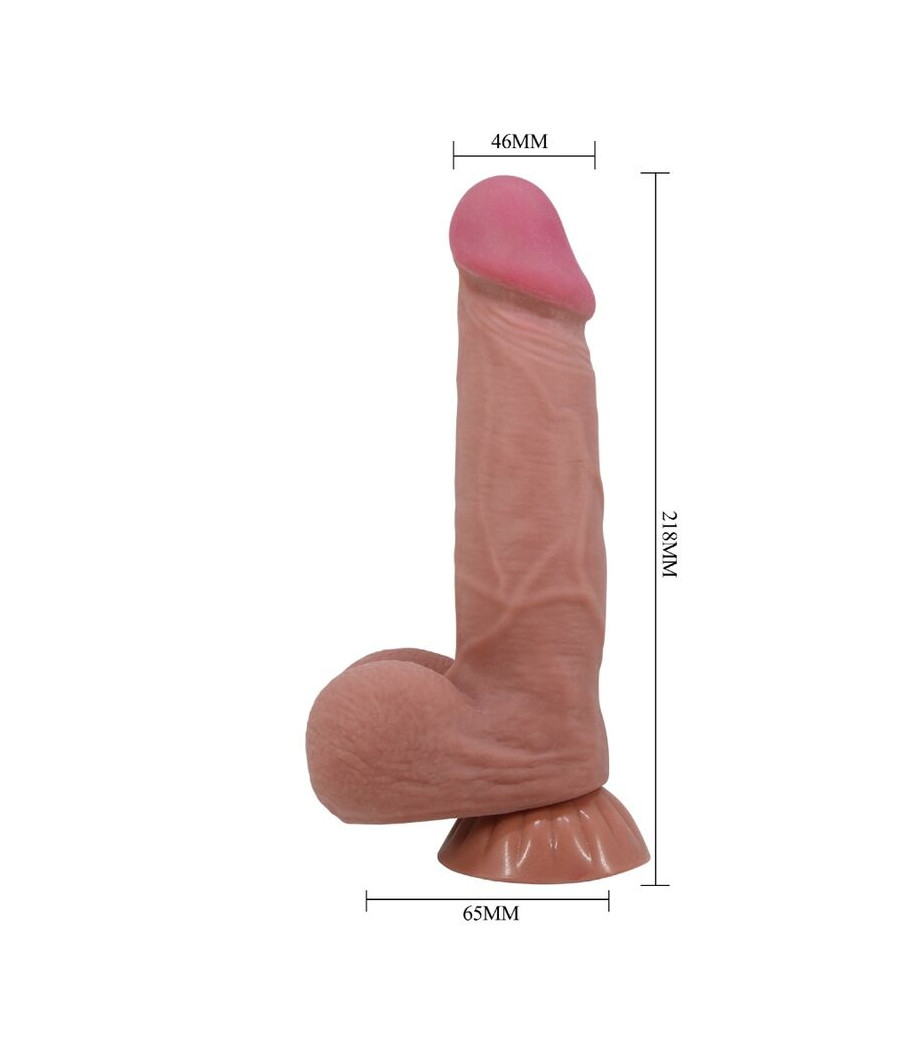 PRETTY LOVE - DILDO REALISTICO SERIE SLIDING SKIN CON VENTOSA SCORREVOLE IN PELLE MARRONE 21,8 CM