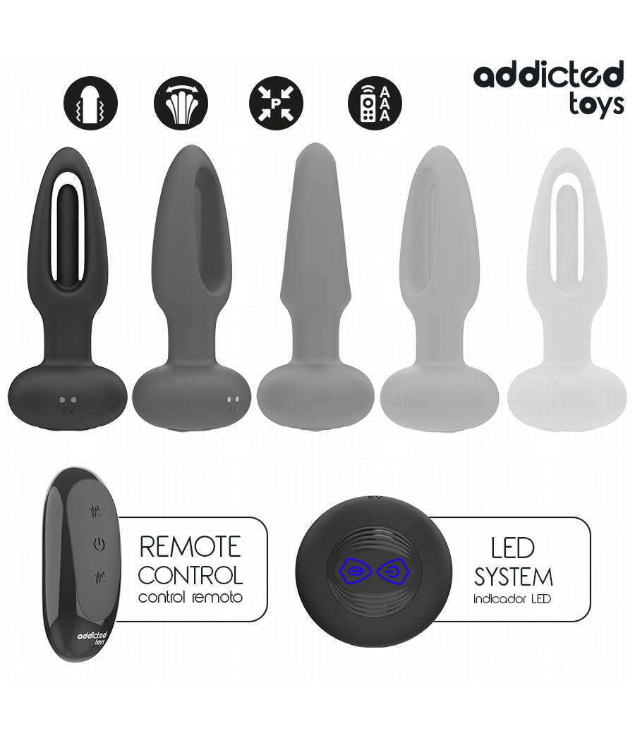 ADDICTED TOYS - ANAL PLUG WITH VIBRATING TONGUE AND REMOTE CONTROL