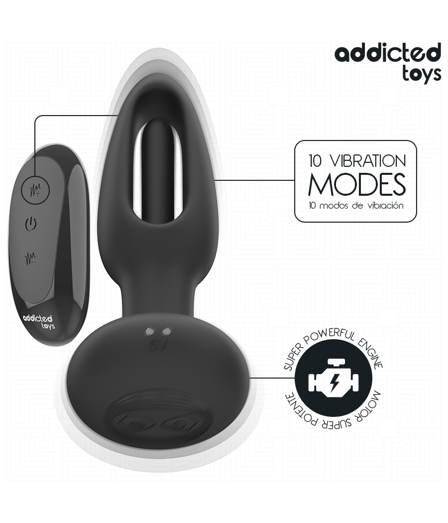 ADDICTED TOYS - PLUG ANAL CON LENGUA VIBRADORA Y CONTROL REMOTO