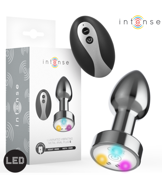INTENSE - PLUG ANALE VIBRANTE IN METALLO CON LUCI LED E TELECOMANDO - TAGLIA S