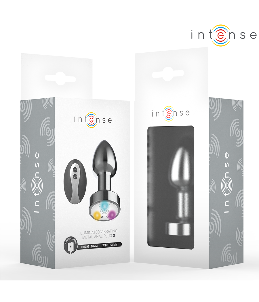 INTENSE - VIBRATING METAL ANAL PLUG WITH LED LIGHTS AND REMOTE CONTROL - SIZE S