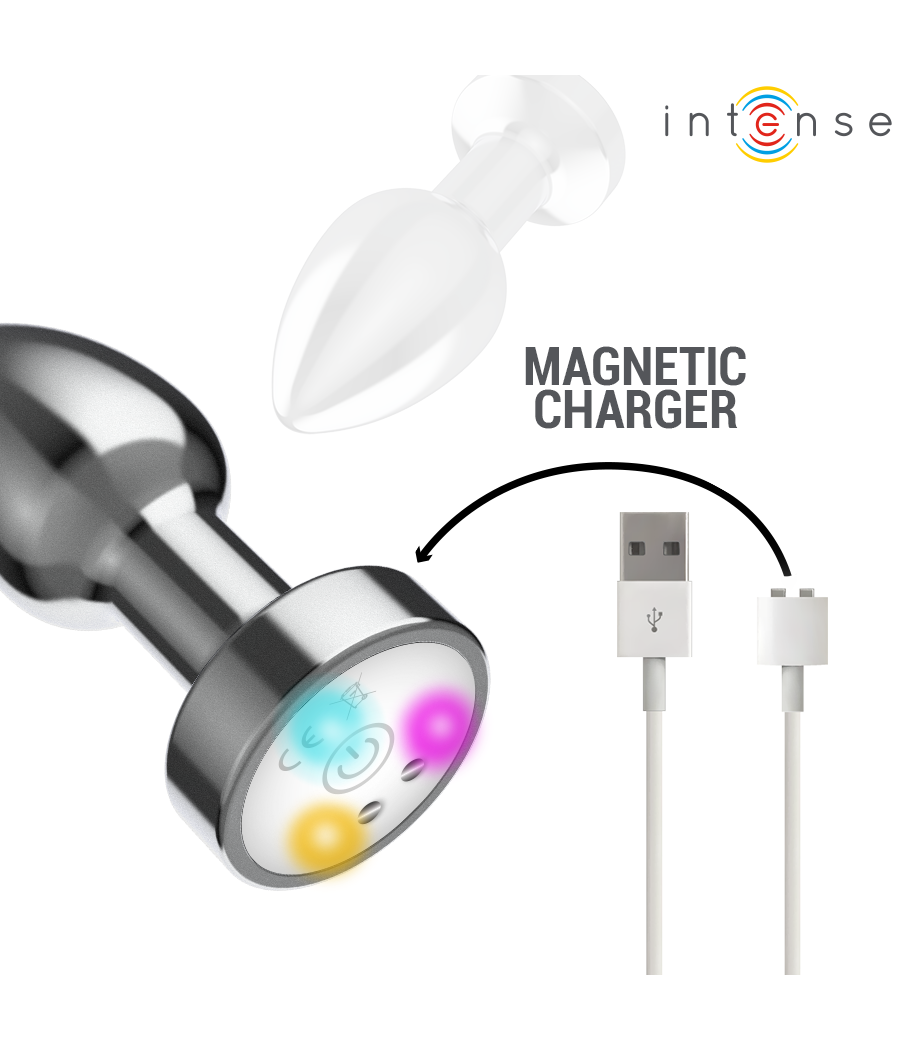 INTENSE - VIBRATING METAL ANAL PLUG WITH LED LIGHTS AND REMOTE CONTROL - SIZE S