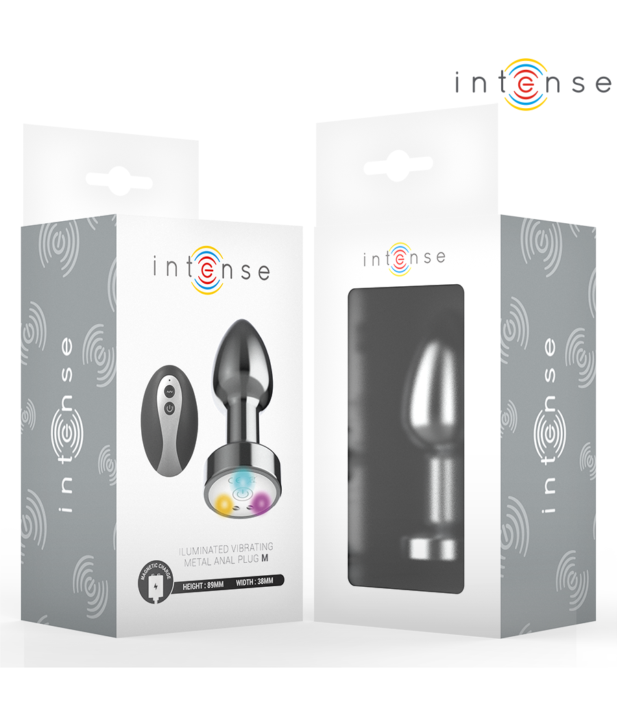INTENSE - PLUG ANAL VIBRANT EN MÉTAL AVEC LUMIÈRES LED ET TÉLÉCOMMANDE - TAILLE M