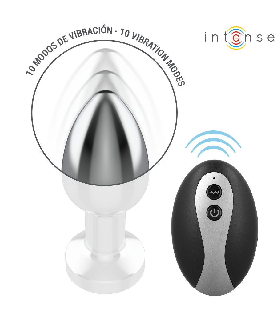 INTENSE - VIBRATING METAL ANAL PLUG WITH LED LIGHTS AND REMOTE CONTROL - SIZE M