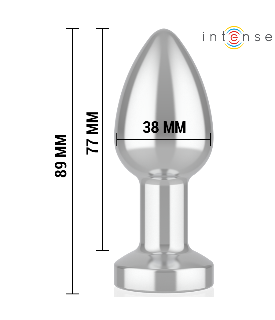 INTENSE - PLUG ANAL DE METAL VIBRANTE COM LUZES LED E CONTROLE REMOTO - TAMANHO M