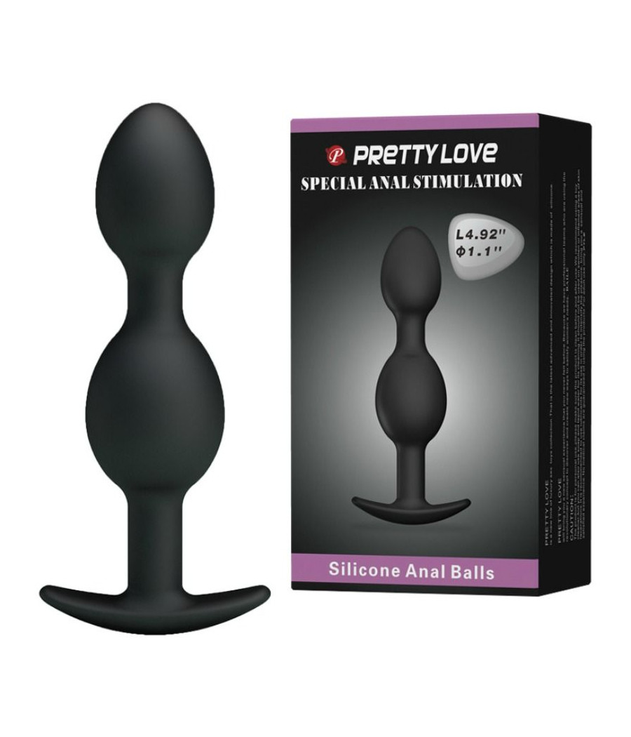 PRETTY LOVE - BOLAS ANALES SILICONA 12.5 CM NEGRO