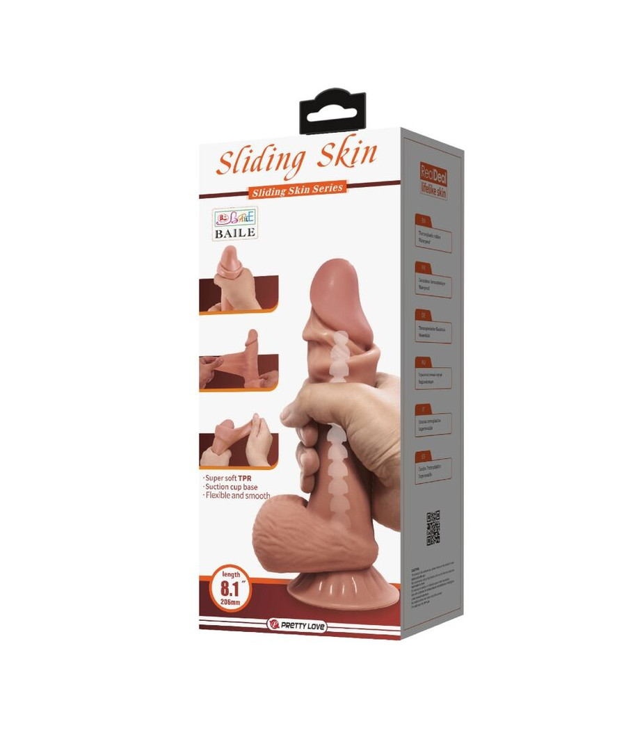 PRETTY LOVE - SÉRIE SLIDING SKIN DILDO REALÍSTICO COM VENTOSA DESLIZANTE DE PELE MARROM 20,6 CM