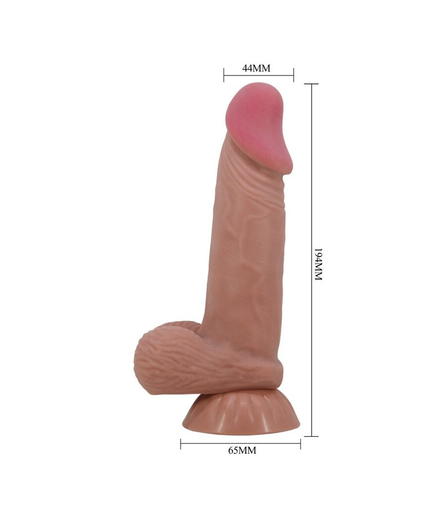 PRETTY LOVE - SÉRIE SLIDING SKIN GODE RÉALISTE AVEC VENTOUSE COULISSANTE PEAU BRUN 19,4 CM