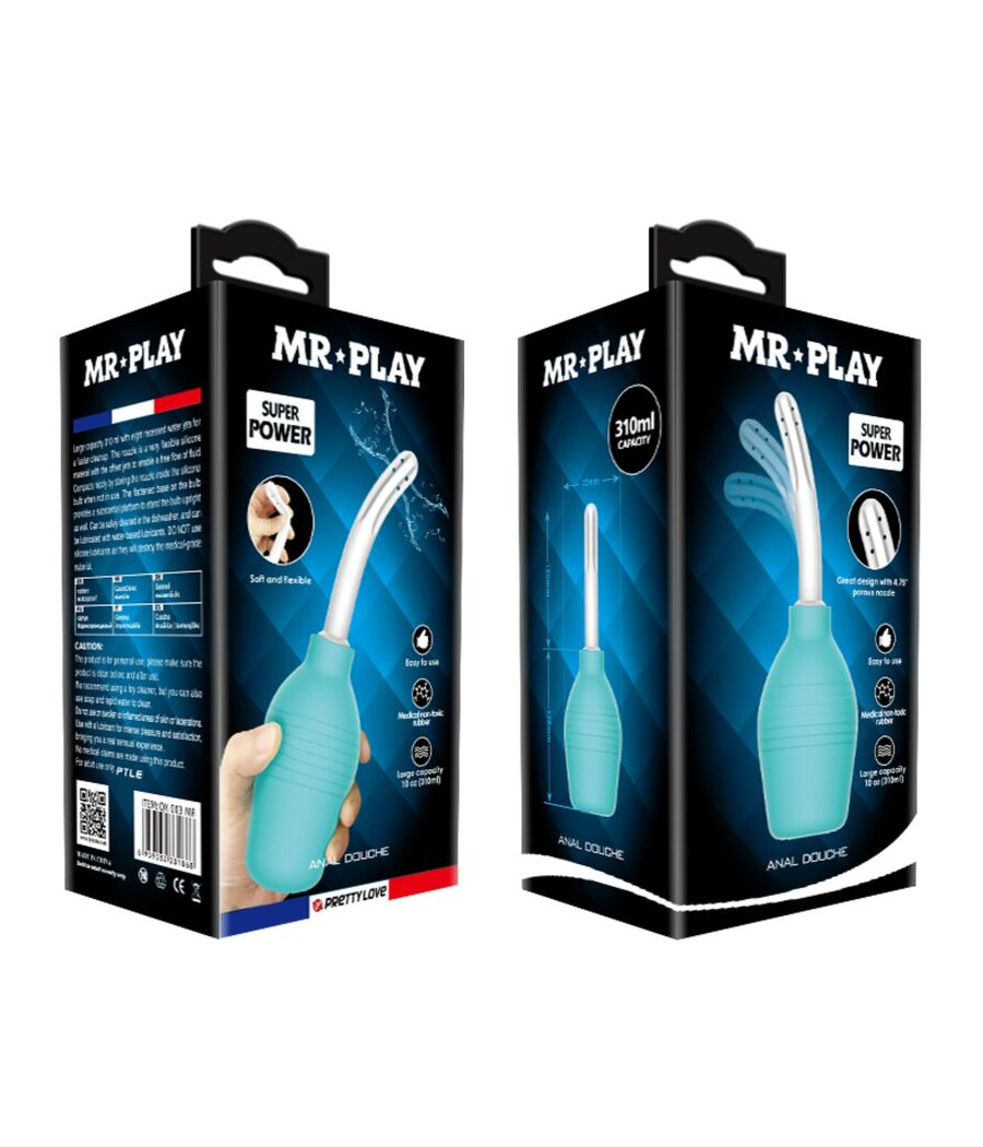 MR PLAY - DOCCIA ANALE IN GOMMA BLU PERA