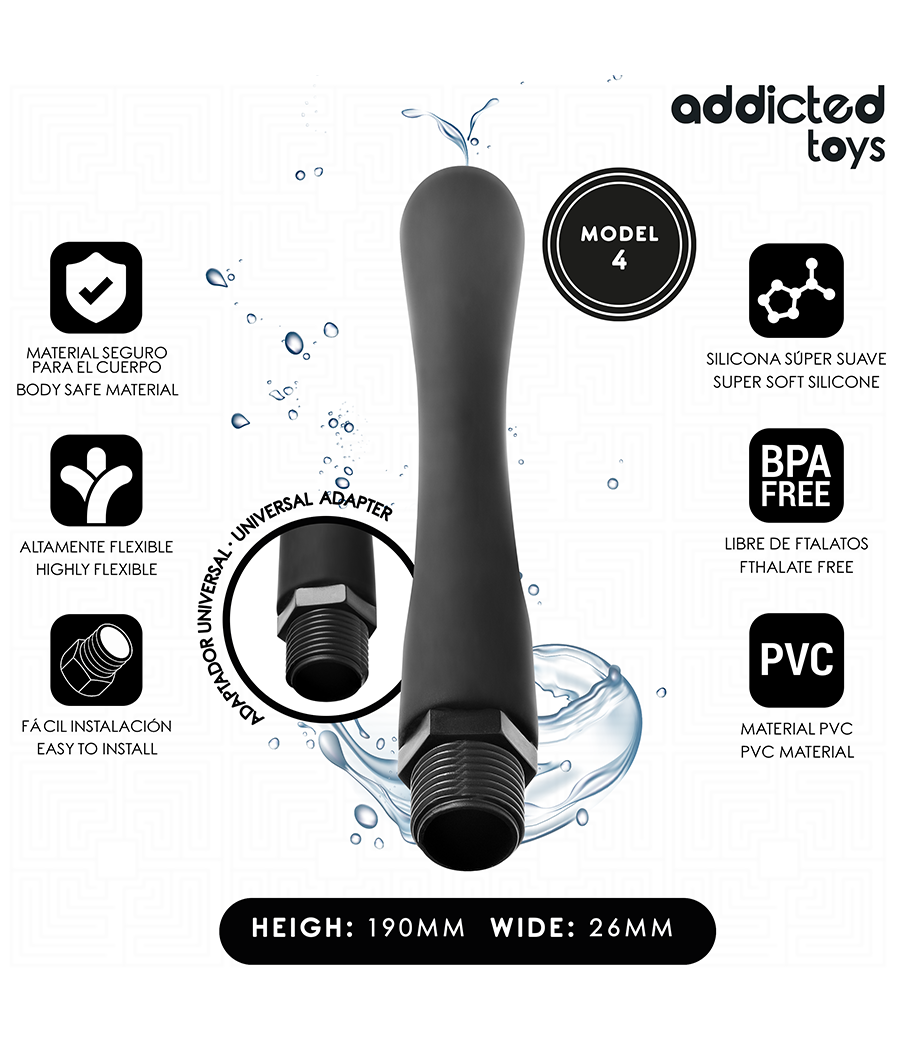 ADDICTED TOYS - LIMPADOR ANAL COM ADAPTADOR UNIVERSAL MODELO 4