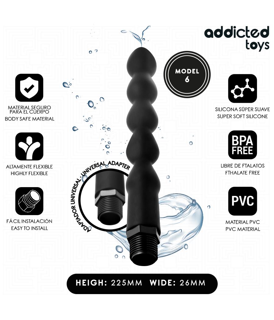 ADDICTED TOYS - LIMPIADOR ANAL CON ADAPTADOR UNIVERSAL MODELO 6