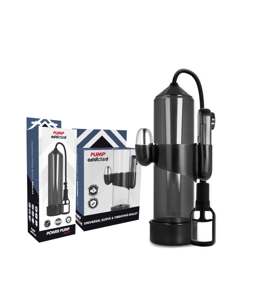 PUMP ADDICTED - BOMBA ERECCIÓN RX7 NEGRO CON VIBRADOR