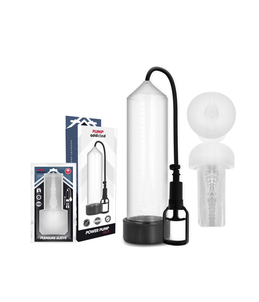 PUMP ADDICTED - BOMBA ERECCIÓN RX7 TRANSPARENTE CON MASTURBADOR