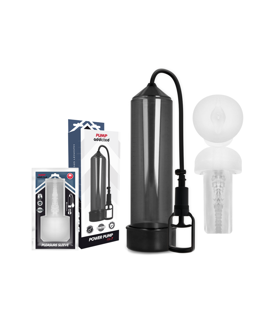 PUMP ADDICTED - BOMBA ERECCIÓN RX7 NEGRO CON MASTURBADOR